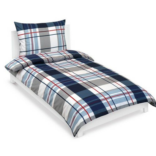 Bellatex Lenjerie de pat din bumbac Kostkaalbastru, gri, 140 x 200 cm, 70 x 90 cm