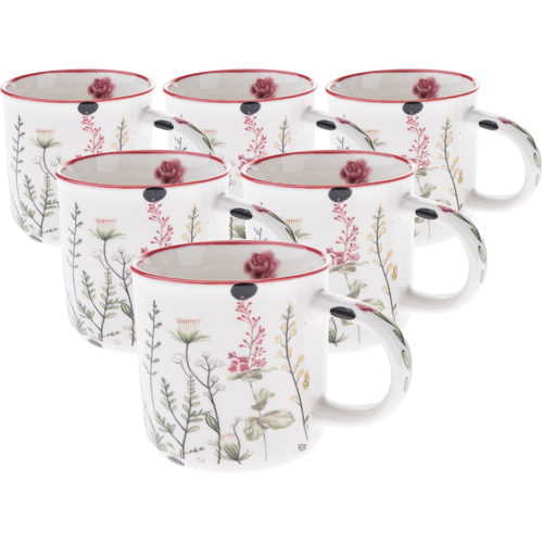 Set mit 6 Porzellantassen Sommerwiese 230 ml, rot