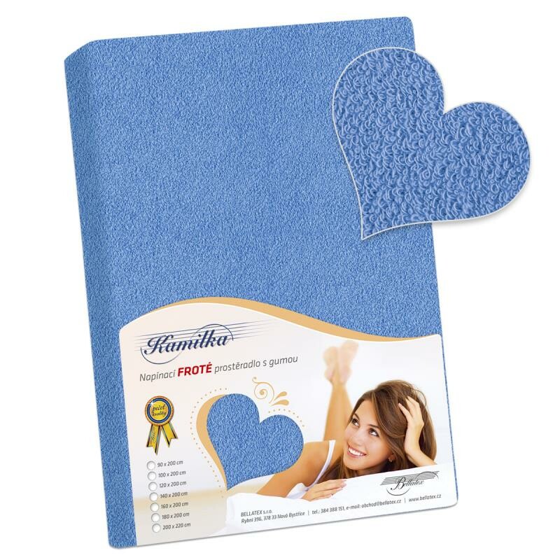 Bellatex prześcieradło frotte niebieski, 200 x 220 cm