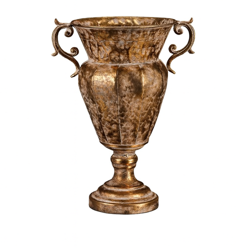 Kovinski okrasni lonec za rože »Zlati pokal«, 28 x 21 x 37 cm