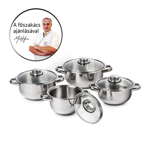 4Home 8-delni set posode Destiny, steklenepokrovke