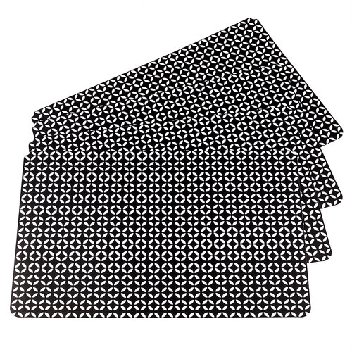 Suport farfurie Ornament, negru, 28 x 43 cm, set 4 buc.