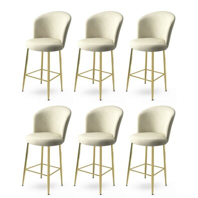 Barstuhl-Set Fora Cream and Gold, 6 Stück