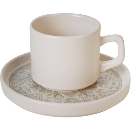 Sada 6 kameninových šálků s podšálky Boho Brew 184 ml