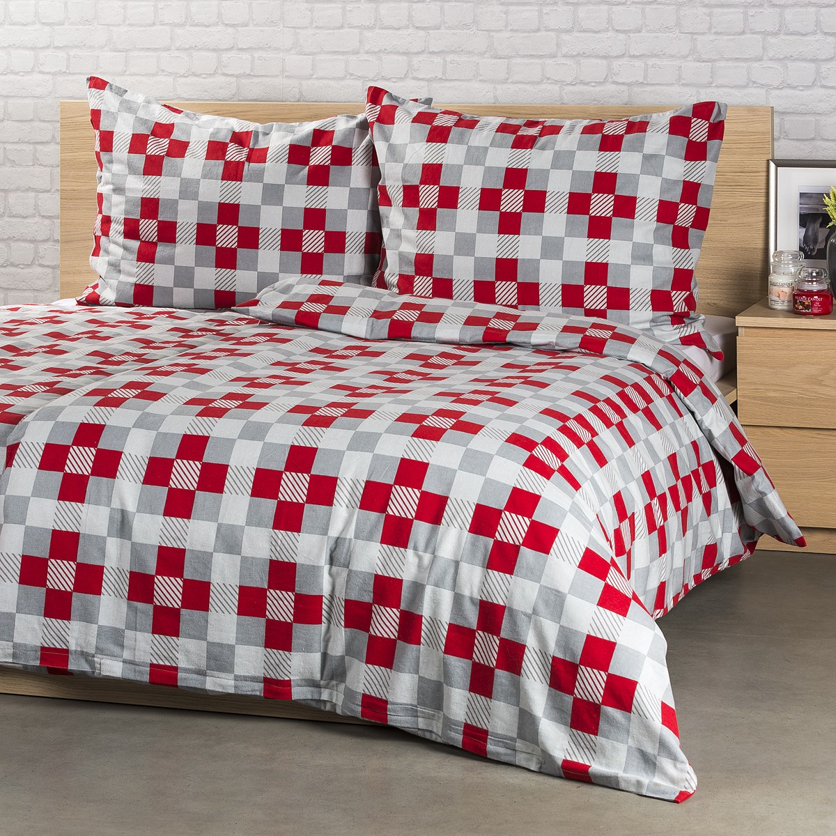 4Home Flanelové povlečení Checker, 140 x 220 cm, 70 x 90 cm