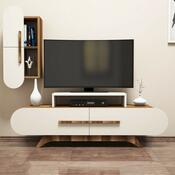 Stolik pod telewizor z szafką Rose Walnut and Cream