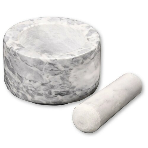 Kesper 71505 Mortier de marbre avec pilon, blanc,diamètre 13 cm