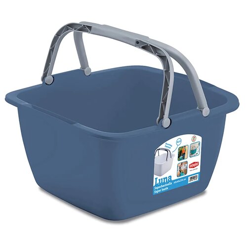 Lighean pătrat din plastic LUNA cu mânere,  18,5 l