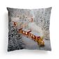 Svietiaca obliečka na vankúšik s LED svetielkami Christmas Train, 45 x 45 cm