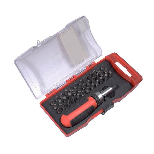 Șurubelniță cu clichet Green cu biți, 37 buc