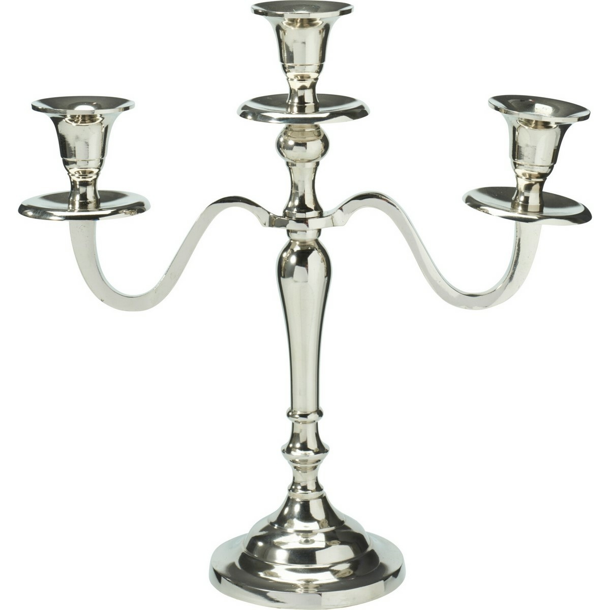 Kovový svietnik 3-ramenný 29x10x30 cm, farba strieborná, dekor 1