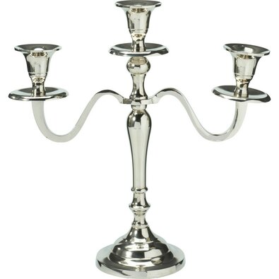 Sfeșnic metalic cu 3 brațe 29x10x30 cm, culoare argintiu, decor 1