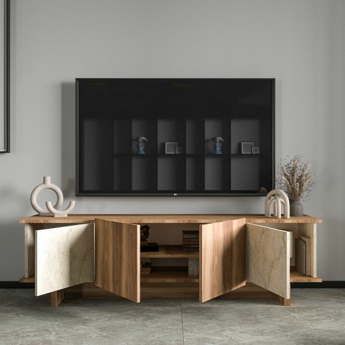 Televízny stolík Diana Travertine and Walnut