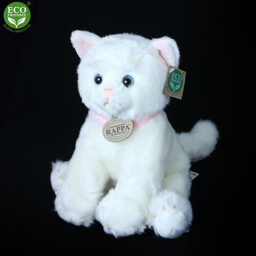 Rappa Plyšová kočka sedící bílá, 25 cm
