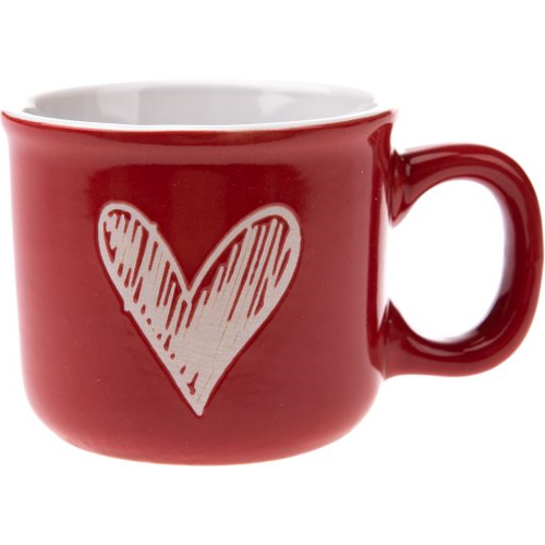 Set mit 6 Keramikbechern „Herz I“, 90 ml, Rot