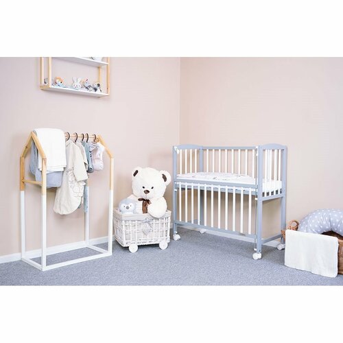 Pătuț New Baby Mateo , alb-gri