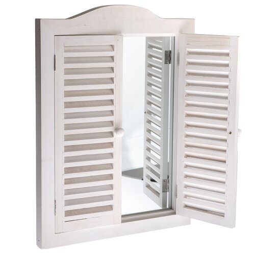 Настінне дзеркало з жалюзі Breeze, біле, 45 × 60 ×3 см