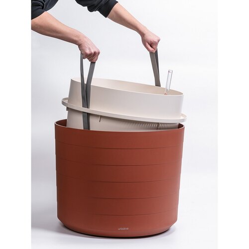 Plastia Selbstbewässernder großvolumiger Blumentopf Berberis 55, Terrakotta + Elfenbein