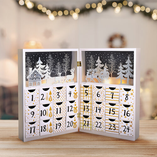 Calendar de Advent Solight LED Carte, 8x LED, 40 x30 cm, 2x AAA