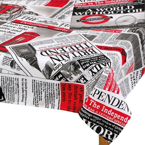 Față de masă Ema Ziare roșu, 140 x 160 cm