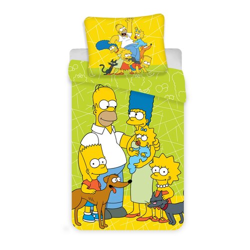 Bawełniana pościel dziecięca Jerry Fabrics„Simpsons Green 02”, 140 x 200 cm, 70 x 90 cm