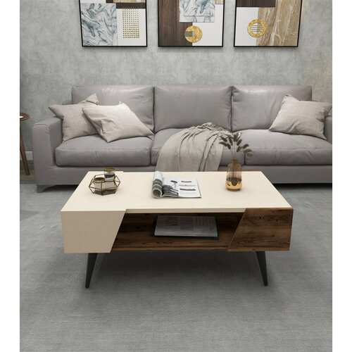Konferenčný stolík Aren Beige and Light Walnut