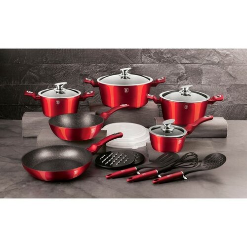 Berlinger Haus 18-delni set posode BurgundyMetallic Line