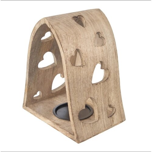 Orion Svečnik iz mangovega lesa Heart bell, 20 x14 x 23,2 cm
