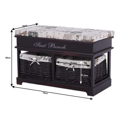 Klopa z odlagalnim prostorom Bench 3, 70 x 35 x 45cm