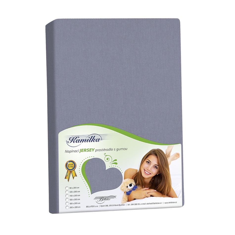 Bellatex Jersey prestieradlo Kamilka modrosivá, 200 x 220 cm