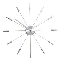 Ceas de perete Nextime Plug Inn, argintiu,60cm