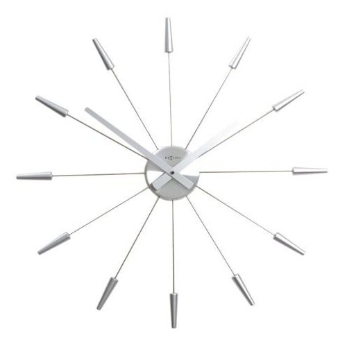 Zegar ścienny Nextime Plug Inn, srebrny, 60 cm