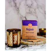 Lumânare aromată organică Sage & Lavender 200 g în sticlă cu folie aurie