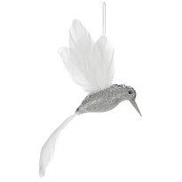 Hängendes Weihnachtsornament Kolibri, Silber, 20 x 20 x 7 cm