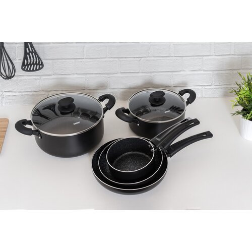 Banquet 7-teiliges Aluminium-Kochgeschirr-Set, Black Stone