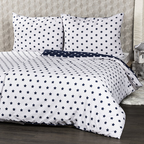 4Home Baumwollbettwäsche Stars Navy Blue, 160 x 200 cm, 70 x 80 cm