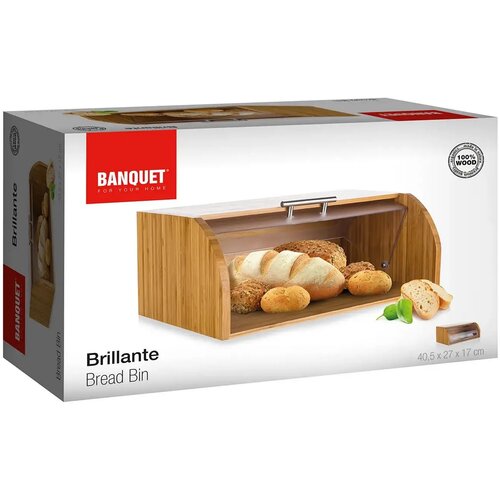 Banquet Bambusova posoda za kruh BRILLANTE 40,5 x27 x 17 cm, s plastičnim pokrovom