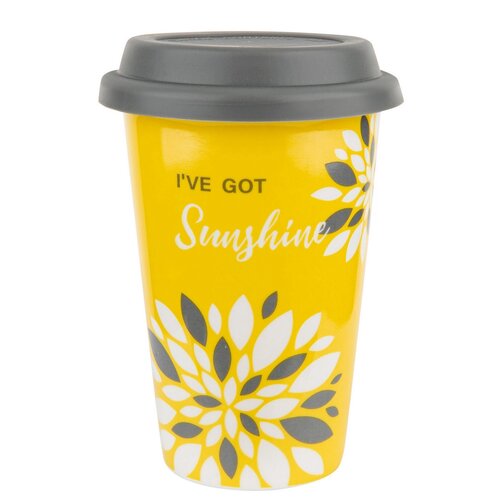 Florina porcelanska skodelica s silikonskimpokrovom Sunshine, 380 ml