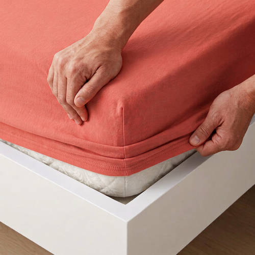 4Home Jersey-Spannbetttuch IDEAL, korallenrot, 180 x 200 cm