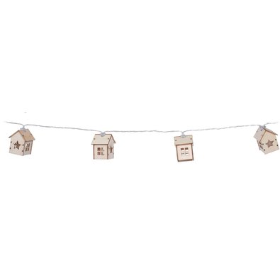 Lichterkette Wooden houses with star, Braunbraun  ,