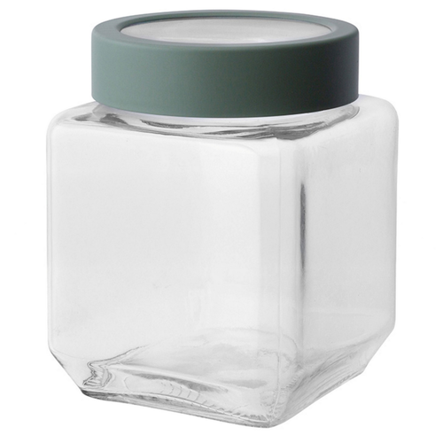 Altom Skleněná hranatá dóza s víkem 500 ml, zelená