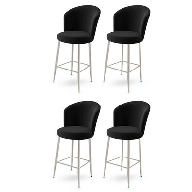 Barstuhl-Set Fora Black and Chrome, 4 Stück