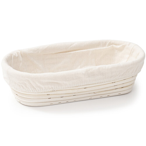 HOME ELEMENTS Ovaler Korb mit Stoffeinlage, 28 x 14 x 7,5 cm