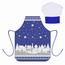 Vianočný detský set zástera s kuchynskou čiapkou, modrá