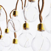 Solight LED dekorativní žárovky na přírodním provazu, 10x žárovka, 30 LED, 180 cm, časovač 3x AA