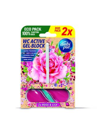Ambipur WC Aktív gél-blokk rózsa és liliom 2x 45 g