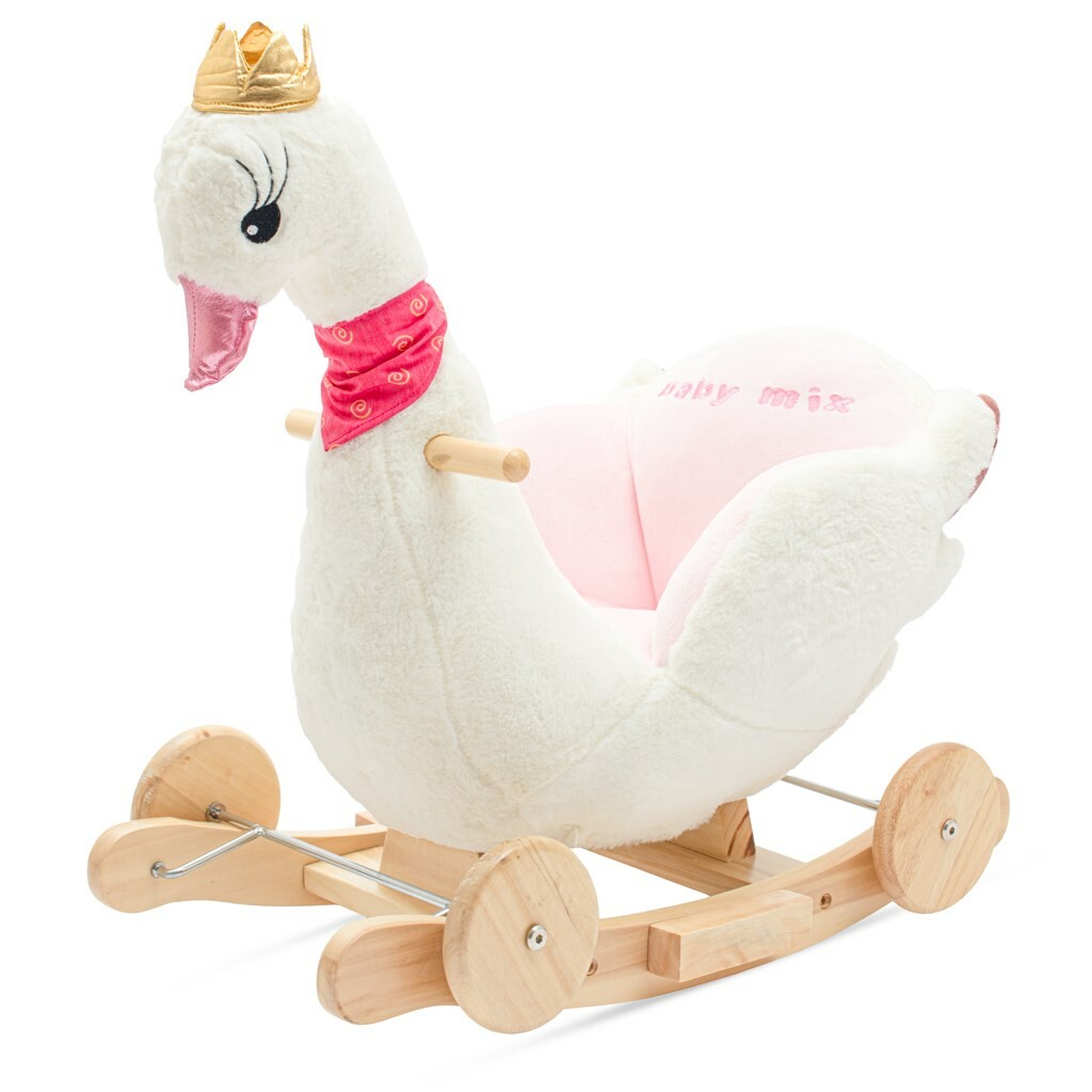 Baby Mix Hintázó játék kerekekkel és dallammalSwan fehér, 61 x 32 x 52 cm