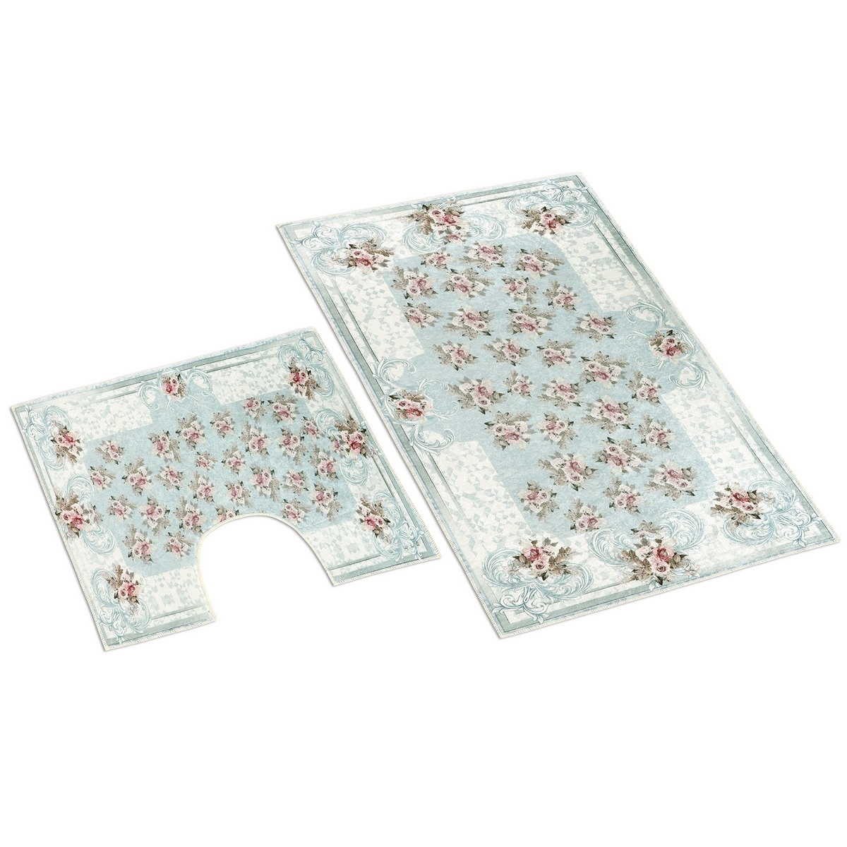 Bellatex Orient rózsával 3D fürdőszobai szőnyeg szett , 60 x 100 cm, 60 x 50 cm