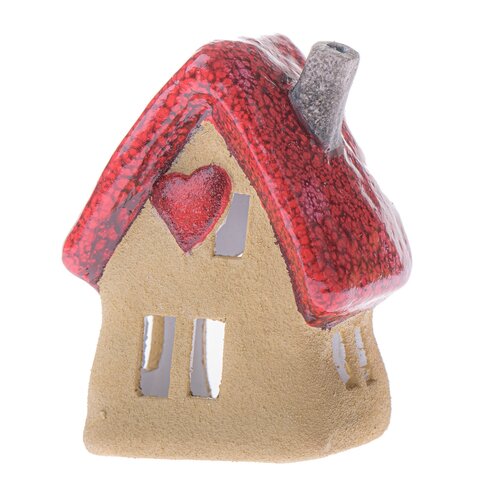 Keramični svečnik Srčni domček, 12,4 x 16 x 9,3 cm