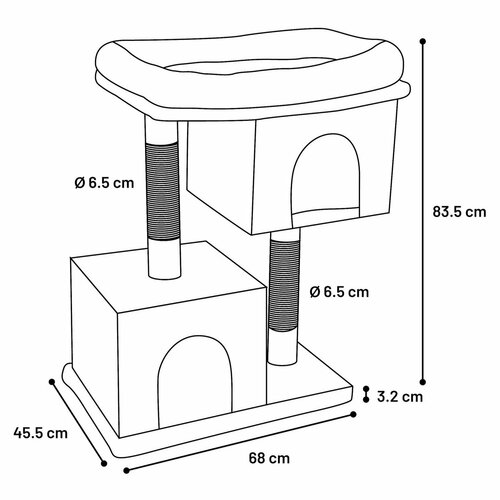 Flamingo Kratzbaum für Katzen KAJAL dunkelgrau, 83,5 cm